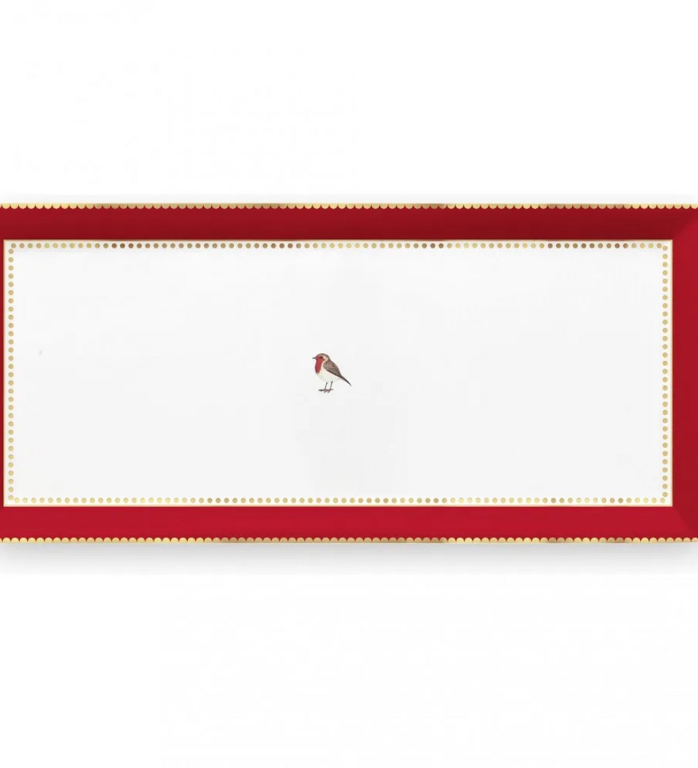 Love Birds Kırmızı Pembe Servis Tabaği 33.3x15.5cm