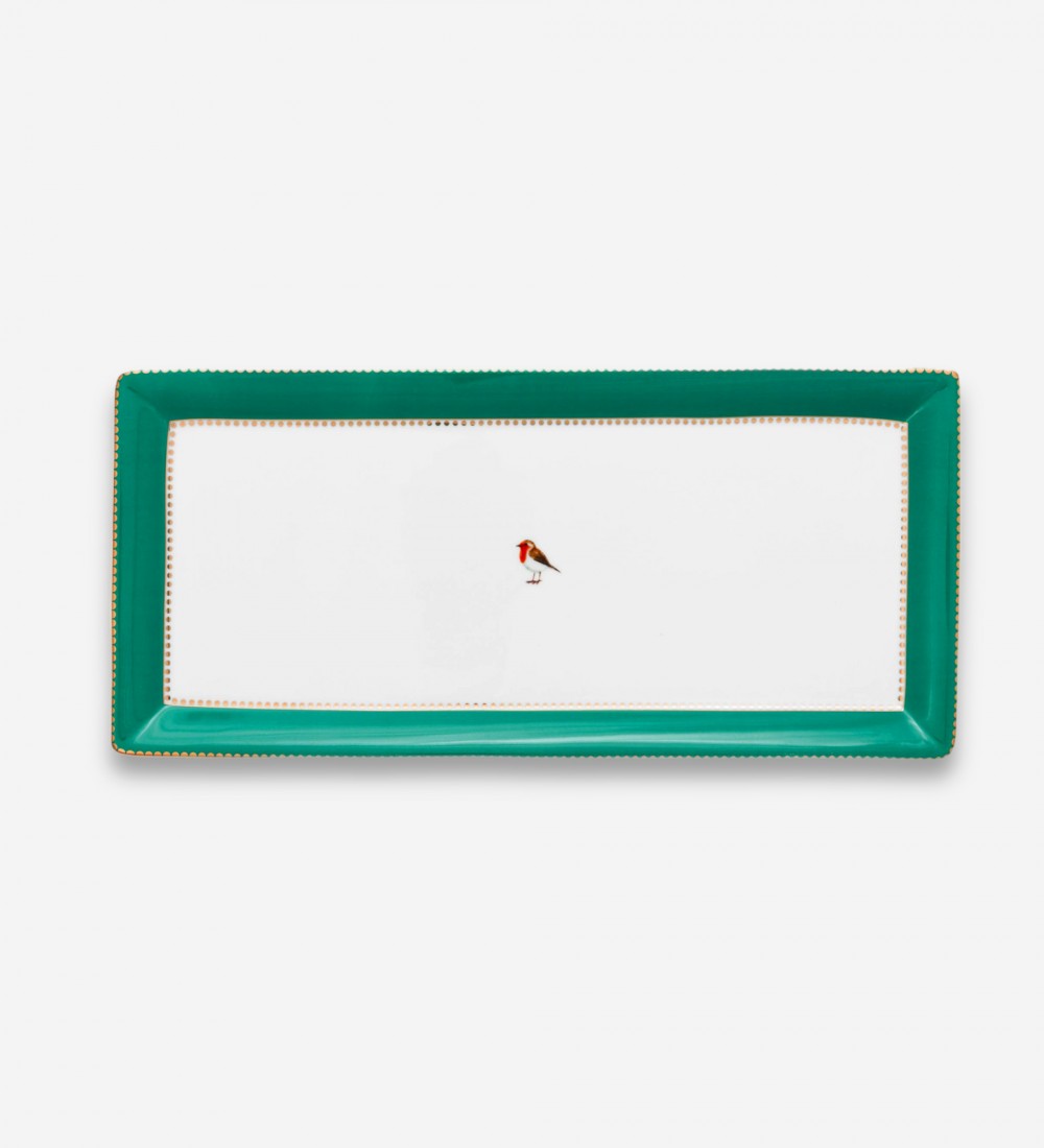 Love Birds Yeşil Servis Tabaği 33.3x15.5cm