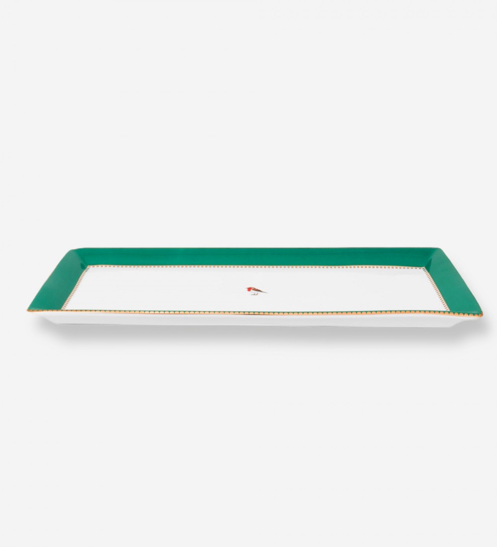 Love Birds Yeşil Servis Tabaği 33.3x15.5cm