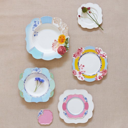 Royal Beyaz / Mavi Çiçek Desenli Yemek Tabağı 28 cm.