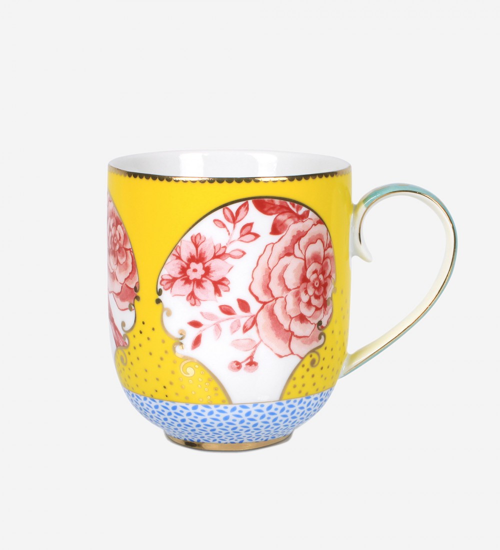 Royal Sarı Çiçek Desenli Büyük Mug