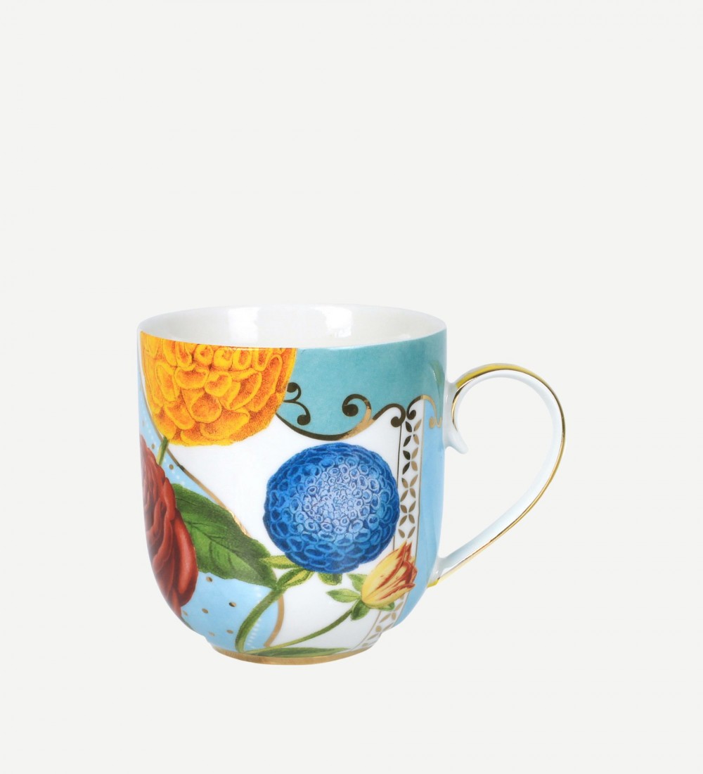 Royal Küçük Mug Beyaz / Mavi Çiçek Desenli