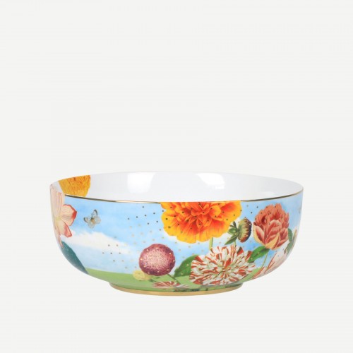 Royal Mavi Çiçek Desenli Kase 23 cm.