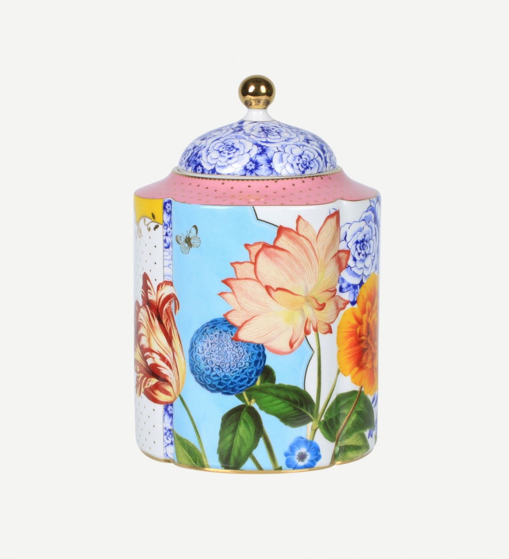 Royal Beyaz / Mavi Çiçek Desenli Büyük Küp