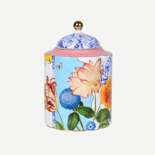 Royal Beyaz / Mavi Çiçek Desenli Büyük Küp