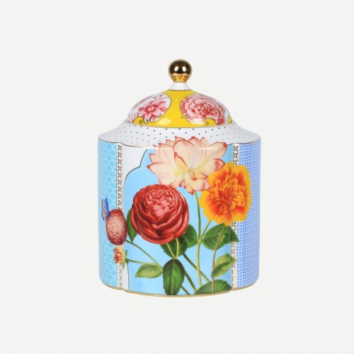 Royal Mavi Çiçek Desenli Orta Boy Küp