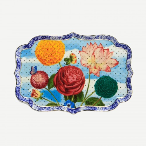 Royal Tepsi Mavi Çiçek Desenli 26 cm.