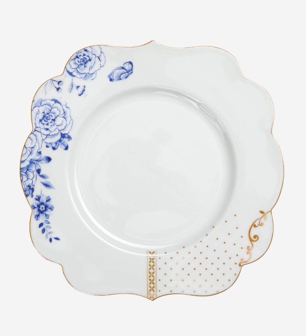 Royal Beyaz / Mavi Renkli Kahvaltı Tabağı 23,5 cm.