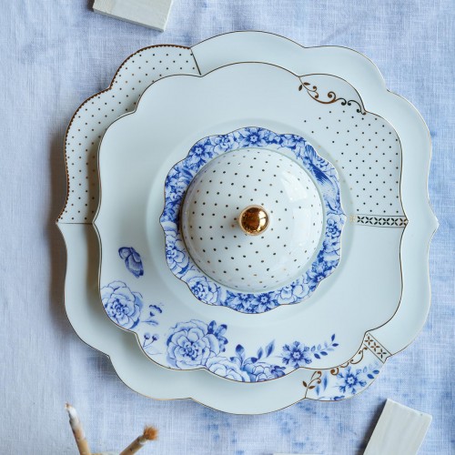 Royal Beyaz / Mavi Renkli Kahvaltı Tabağı 23,5 cm.