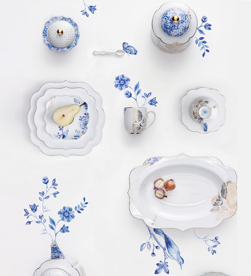 Royal Beyaz / Mavi Renkli Kahvaltı Tabağı 23,5 cm.