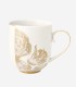 Royal Büyük Mug Beyaz Altın Çiçek Desenli