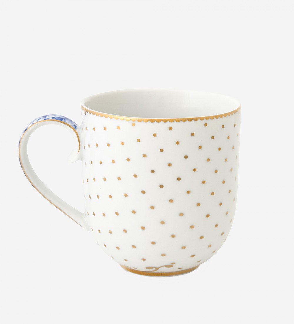 Royal Küçük Mug Beyaz Altın Puantiyeli
