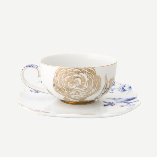 Royal Beyaz Altın Çiçek Desenli Çay Fincanı 