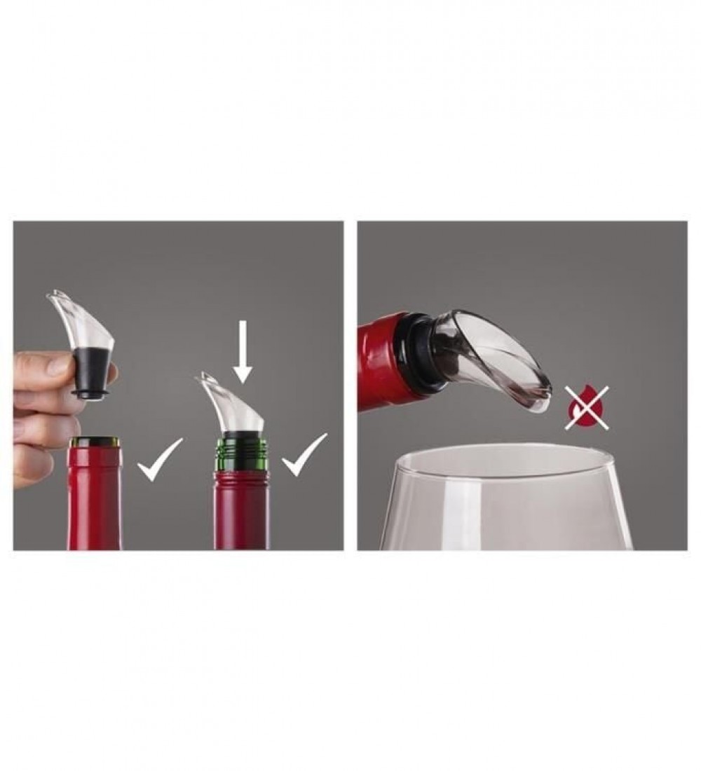 Vacu Vin Şarap Servis, Kristal, Siyah (2 parça)