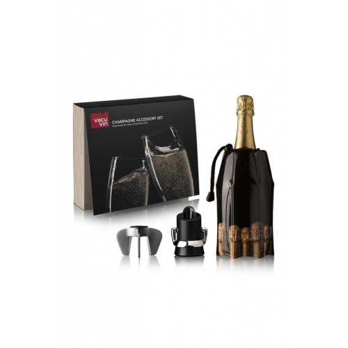 Vacu Vin Şampanya Aksesuar Seti (Şampanya Açacağı, Soğutucu, Servis & Stopper), Kutulu