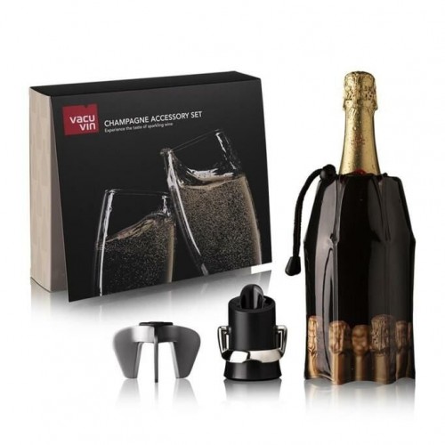 Vacu Vin Şampanya Aksesuar Seti (Şampanya Açacağı, Soğutucu, Servis & Stopper), Kutulu