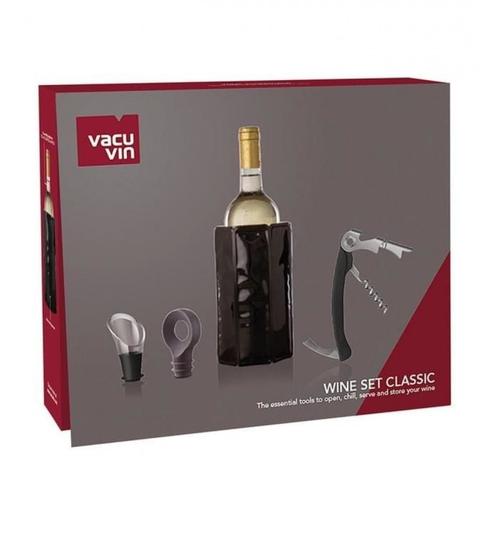 Vacu Vin Şarap Seti, Klasik (4 Parça), Kutulu