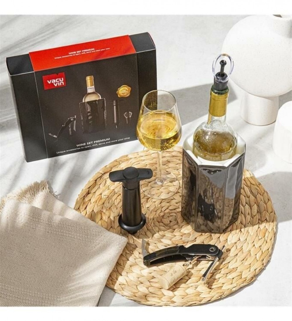 Vacu Vin Şarap Seti, Premium (4 Parça), Hediye Kutulu