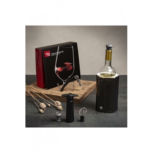 Vacu Vin Şarap Aksesuar Seti (Tirbüşon, Soğutucu, Servis, Vakum Set, Stoper), Kutulu