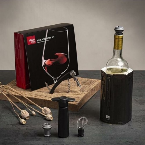Vacu Vin Şarap Aksesuar Seti (Tirbüşon, Soğutucu, Servis, Vakum Set, Stoper), Kutulu